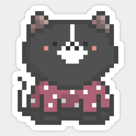 Pixel Quiet Black Border Collie Head Cat 65 Pixel Art Sticker