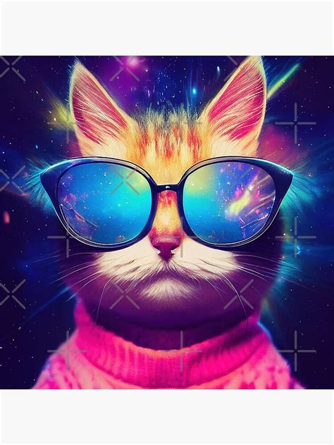 Funny Cat Face With Funky Glasses Poster For Sale By Neuromance