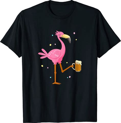 Funny Flamingo Drinking Beer Summer Vacation Humor T Shirt