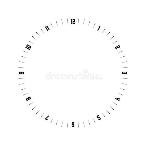 Clock Face Hour Dial With Numbers Dots Mark Minutes And Hours Stock