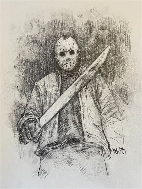 Jason Vorhees Friday The 13th Original Pencil Drawing Etsy