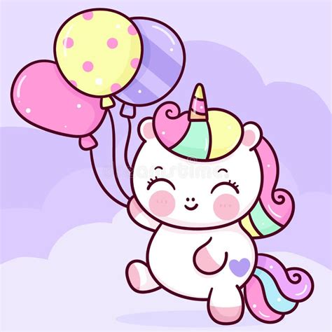 Cute Unicorn Cartoon Birthday Balloon Party Clipart Stock Vector