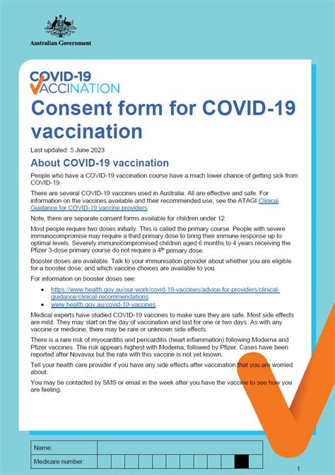 Covid 19 Vaccination Consent Form For Covid 19 Vaccination