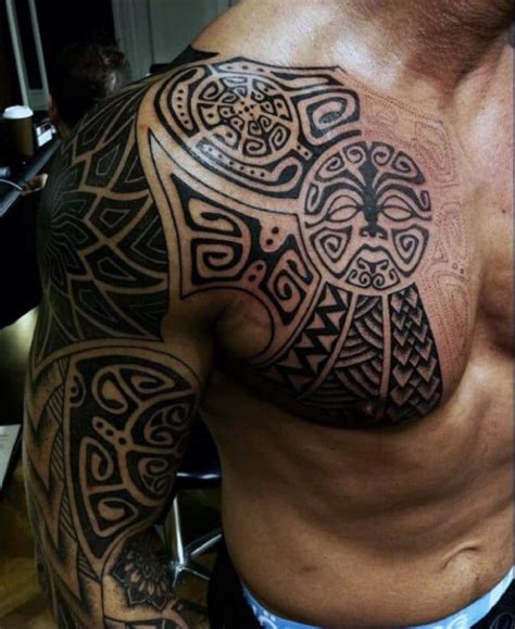With so many badass designs to choose from and a choice of an upper arm, back, front, side, forearm, bicep, tricep or full sleeve tattoo, the arms are the ideal spot for most guys. 90 Tribal Sleeve Tattoos For Men - Manly Arm Design Ideas