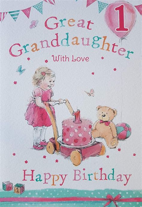 Great Granddaughter 1st 1 Today Happy Birthday Card With A Lovely Verse