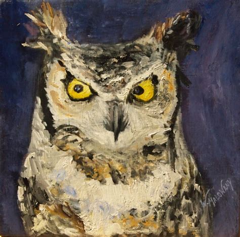 Jan Daily Painting Day 15 “great Horned Owl” Wendy Malowany