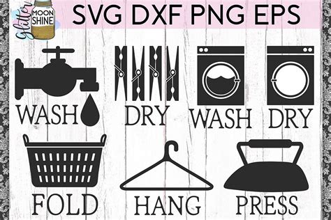Laundry Sign Design Bundle of 7 SVG DXF PNG EPS Cutting File (189514