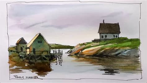 A Line And Wash Watercolor Demonstration Of An East Coast Fishing