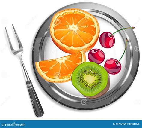 Fruit Salad Stock Vector Illustration Of Metal Plate 14772999