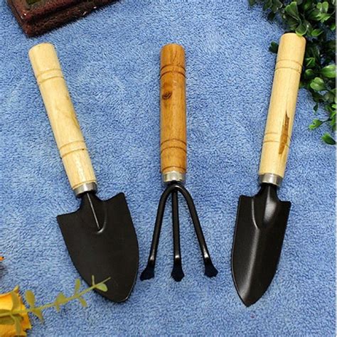 Wooden Mini Gardening Hand Tool Set Trowel Shovel Rake