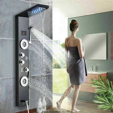 Senlesen Shower Panel Tower System Led Rainfall Waterfall Shower With