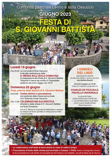 Festa San Giovanni Battista 2023 Parrocchie Lenno E Ossuccio