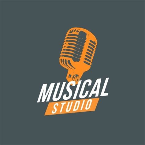 Grey And Orange Retro Music Recording Studio Logo Template And Ideas