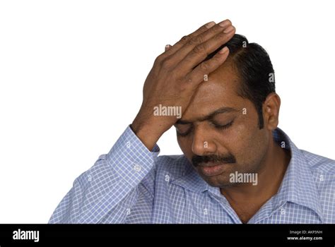 Depressed Indian Man Hand On Head Stock Photo 15047788 Alamy
