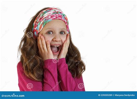 Beautiful Shocked And Surprised Little Girl Screaming Stock Image