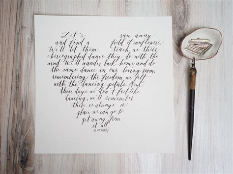 Heart Shaped Calligraphy Poem Custom Poem Valentines Day Etsy