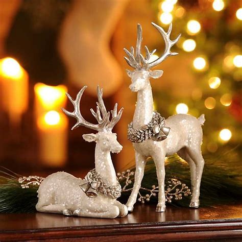White Deer Statue Set Of 2 From Kirklands Christmas Deer Decorations Christmas Reindeer