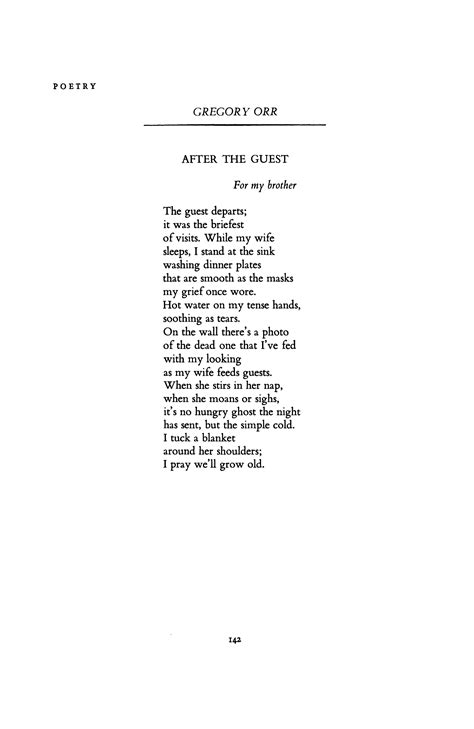 After The Guest By Gregory Orr Poetry Magazine