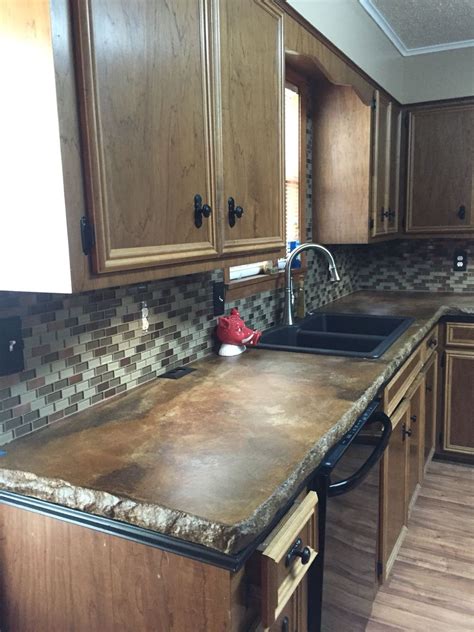 Kitchen Renovation Concrete Countertops Glass Tile Backsplash