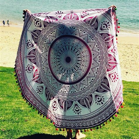 bohemian mandala yoga mat towel indian round beach tapestry hippie throw handmade