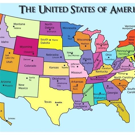 Usa Map With Capitals Printable