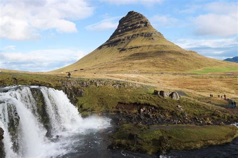 1343 Kirkjufellsfoss Waterfall Kirkjufell Mountain Iceland Stock