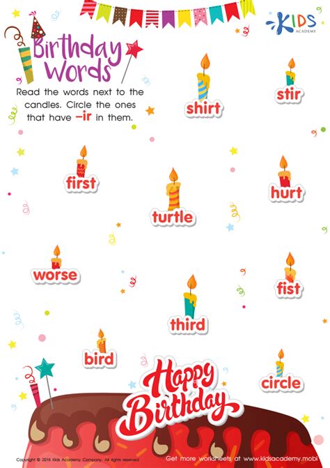 Birthday Words Worksheet Free Printable Pdf For Children