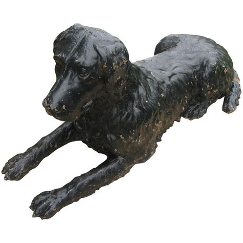 1stdibs Statue 19th Century Cast Garden Dog Laying Down American