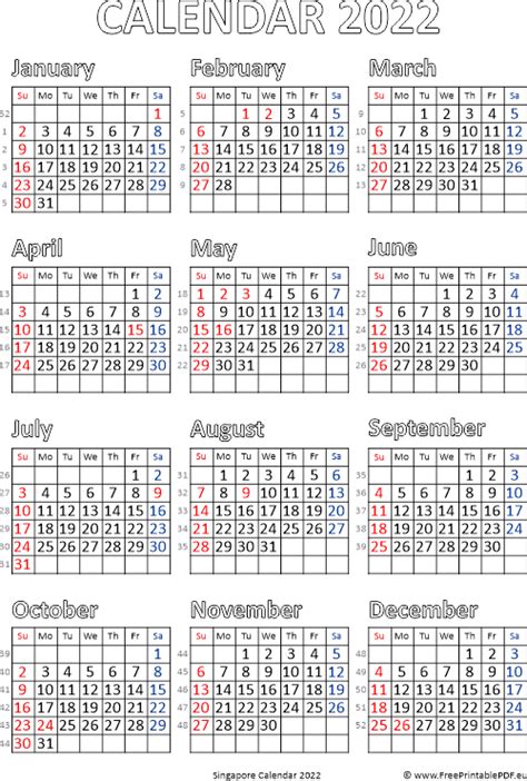 Singapore Calendar 2022 With Public Holidays Pelajaran