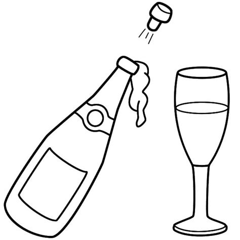Happy new year 2014 turkey toasting wine cartoon. Champagne Bottle and Glass - Coloring Page (New Years ...