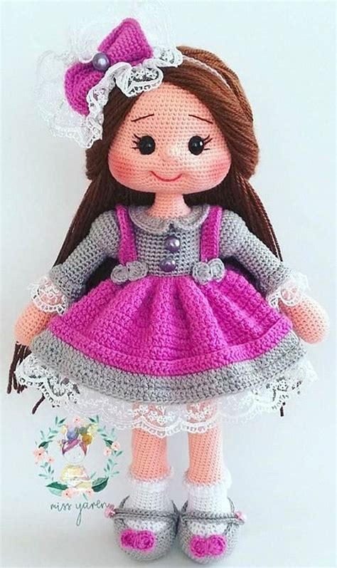 28 amigurumi doll pattern ideas crochet doll with lilac dress and long hair crochet doll