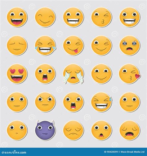 Vector Icon Set Of Emoticons Stock Vector Illustration Of Smilies