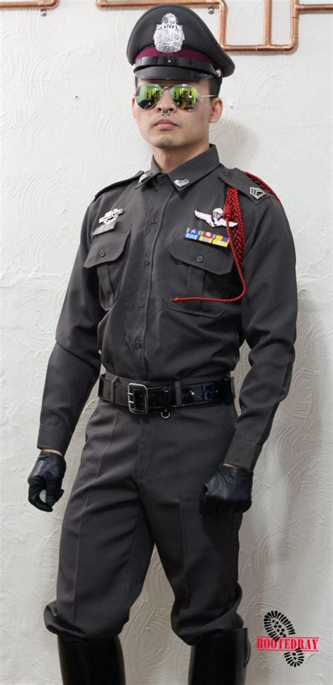 Trying My Thai Police Uniform Bootedray
