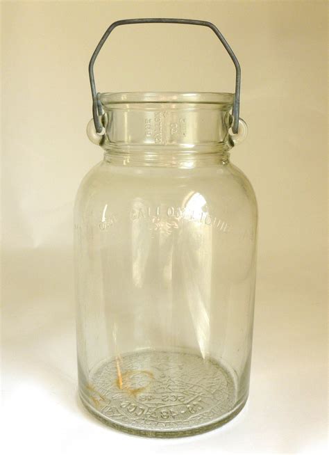 Vintage 1 Gallon Liquid Glass Jar With Handle Old By Joeblake
