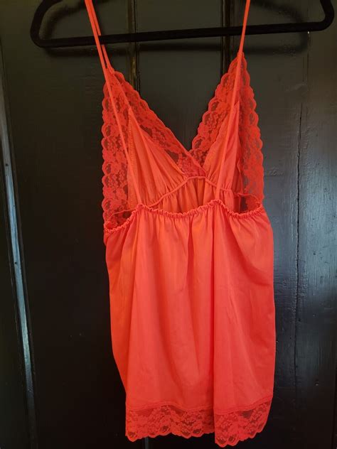 Vtg Pandora Lingerie Nightgown Peignoir Set Semi Sheer Red Size L EBay