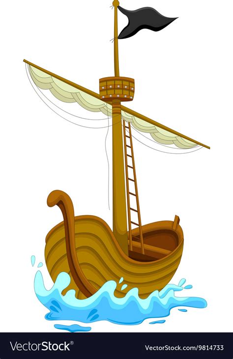 Cute Pirate Ship Cartoon Royalty Free Vector Image