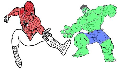 Bruce banner was transformed into the incredibly powerful creature called the hulk. Coloring Pages Spiderman vs Hulk / Coloring Book For Kids ...