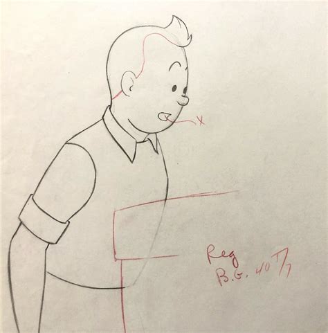 Tintin Original Animation Production Drawing 1959 Tintin Herge
