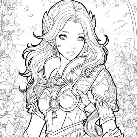 Fantasy Anime Girl Coloring Pages 26602555 Stock Photo At Vecteezy