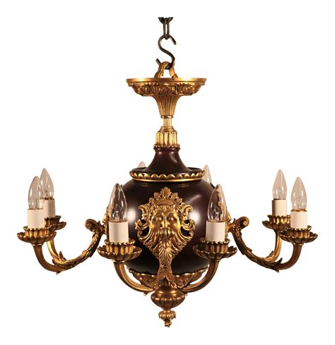 Circa 1910 French Empire Style Bronze 8 Light Chandelier Antiques