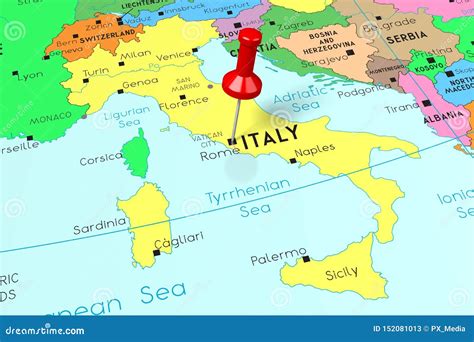 Italia Roma Capital Fijado En Mapa Político Stock De Ilustración