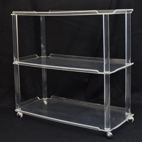 Tray has two cutout handles on sides for easy transport. Vintage Mid Century Modern 3 Tiered Lucite Bar Tea Cart TV ...