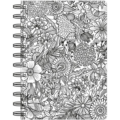 Hall Pass Adult Coloring Spiral Bound Notebook 6x825 Floral