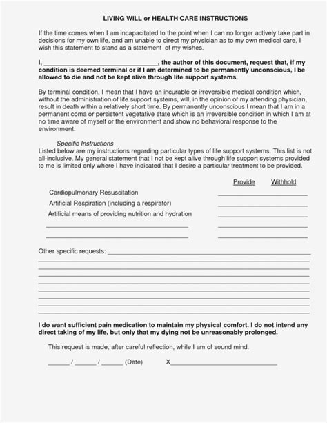 Free Online Printable Living Wills Printable Free Templates Download