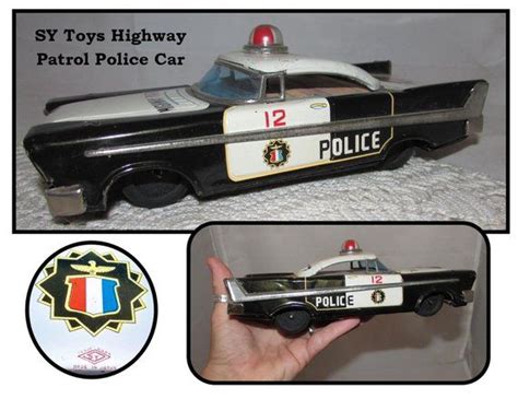 Vintage Lithograph Tin Toy Friction Highway Patrol Police Car Etsy