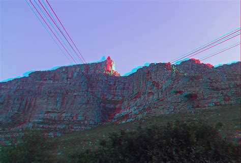 Cape Town Table Mountain Cable Way In Anaglyph 3d Red Cyan Glasses To