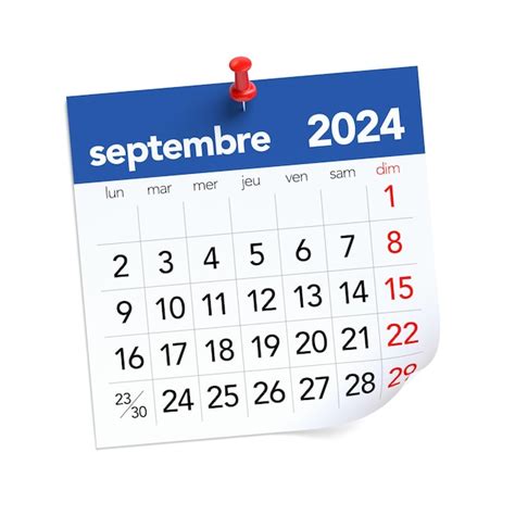 Premium Photo September Calendar 2024 In French Language Isolated On
