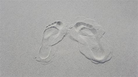 Footprints On The Sand At The Beach Stock Image Image Of Leisure