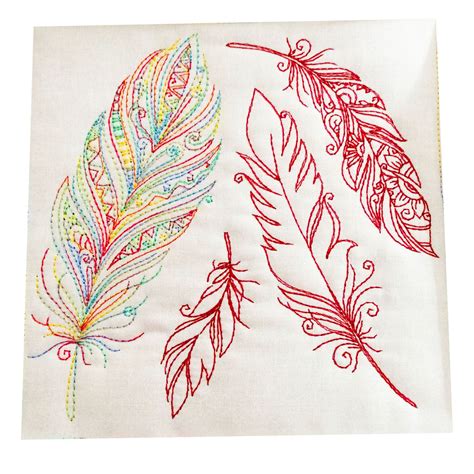 What makes your heart burst with joy? Cushion With Feather Redwork Patterns - Machine Embroidery ...