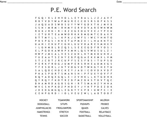 Physical Education Word Search Wordmint Word Search Printable